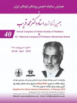 Poster of Annual Congress of Iranian Society of Pediatrics & 40 th Memorial Congress of Professor Mohammad Gharib